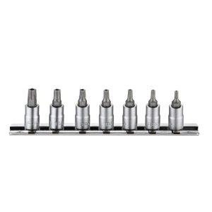 7PC 1/4″DR. 5-SIDED STAR TAMPERPROOF SOCKET BIT SET TS10-TS40 (32MML)