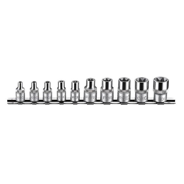 10PC STAR SOCKET SET 1/4"DR.(E4-E8) 3/8"DR.(E10-E18)