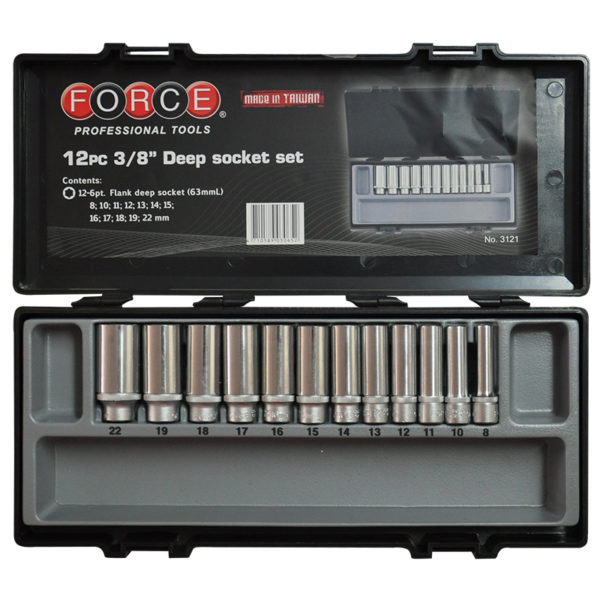 12PC 3/8"DR. 6PT DEEP SOCKET SET 8-22MM (63MML)