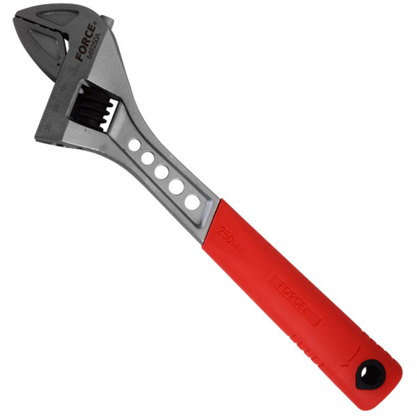 ADJUSTABLE GAUGED WRENCH RUBBER HANDLE 10"/29MM OPEN