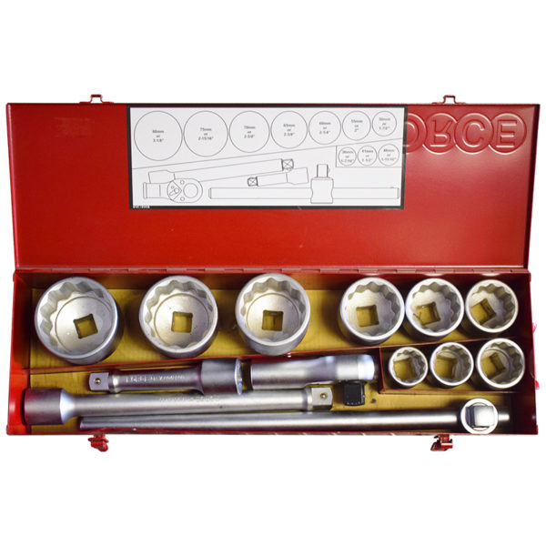 14PC 1"DR. 12PT. FLANK SOCKET COMBINATION SET (36-80MM)