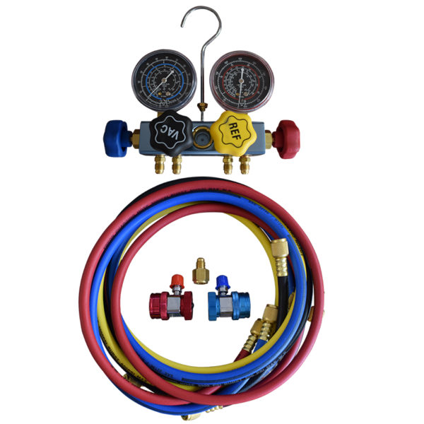 Aluminum 4-way R134a Auto A/C Manifold 80mm