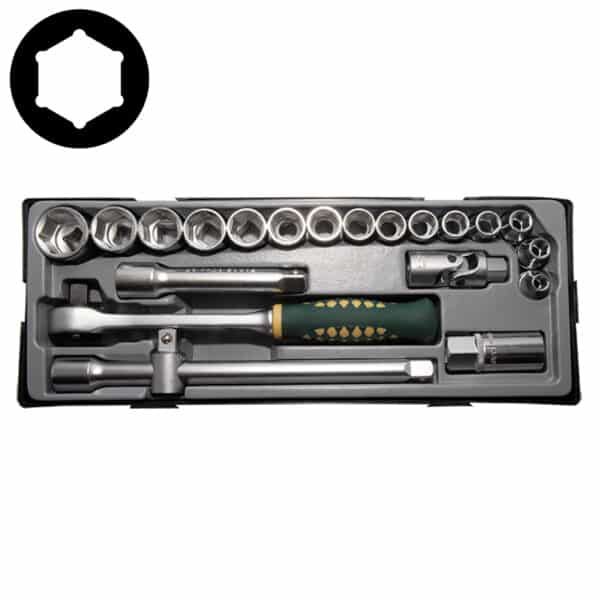 21PCs 1/2"dr Flank Socket Set 8-26