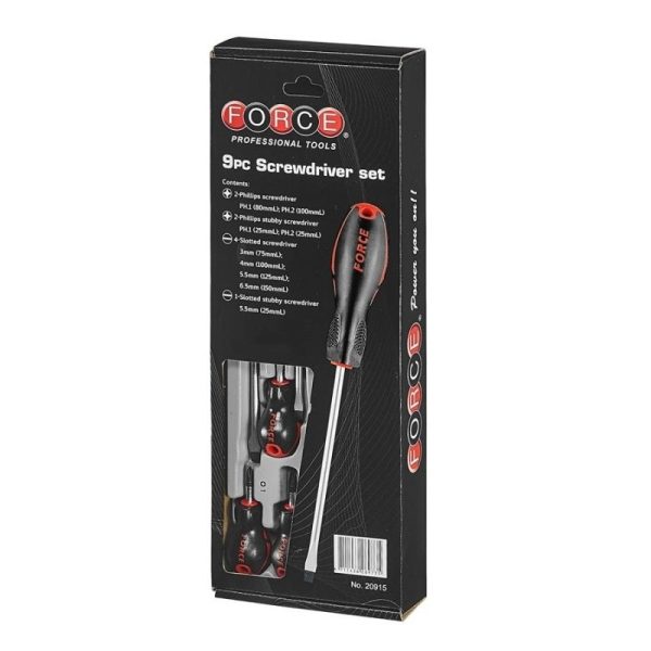 9PC SCREWDRIVER SET SLOTTED & PHILIPS (+/-)