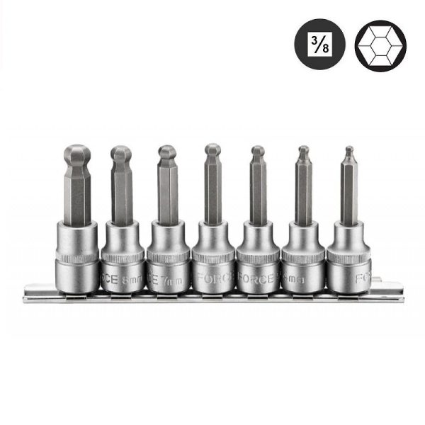 7PC 3/8"DR. HEX BALL POINT SOCKET BIT SET (3-10MM) (62MML)