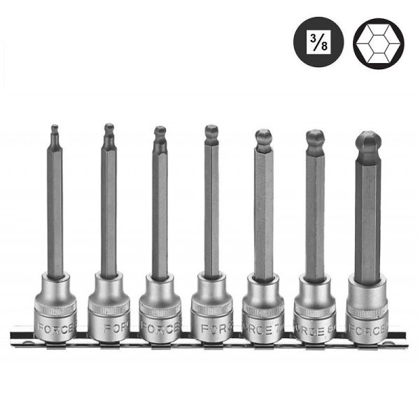 7PC 3/8"DR. HEX BALL POINT LONG SOCKET BIT SET (3-10MM) (100MML)