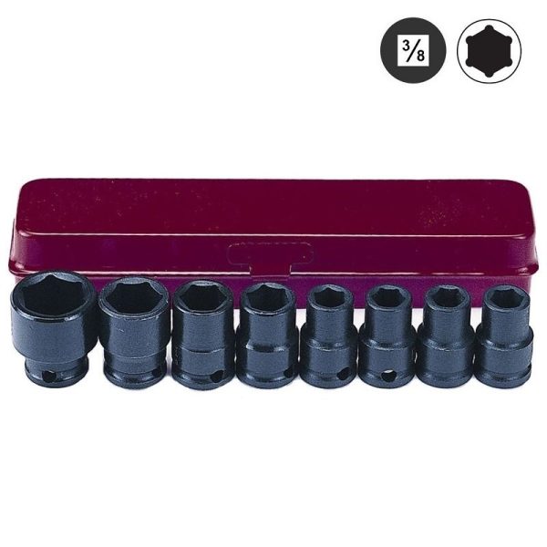 8PC 3/8"DR. 6PT. FLANK IMPACT SOCKET SET (8-19MM)