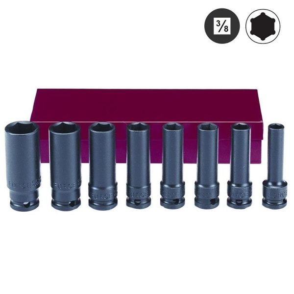 8PC 3/8"DR. 6PT. FLANK DEEP IMPACT SOCKET SET (8-19MM) (63MML)