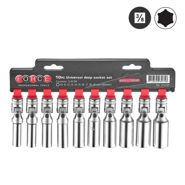 10PC 3/8"DR. UNIVERSAL DEEP SOCKET SET (10-19MM) (85MML)