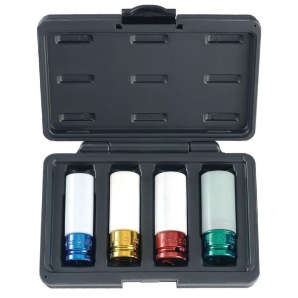 4PC 1/2"DR. Wheel Nut 6PT. FLANK DEEP IMPACT SOCKET SET (17-22MM) (85MML)