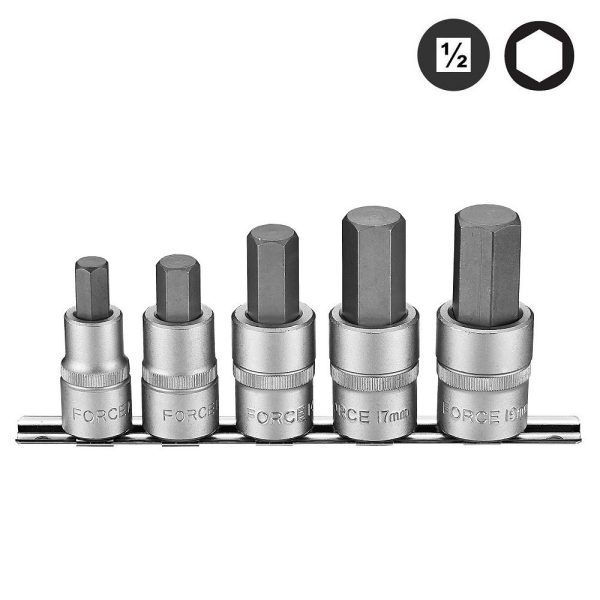 5PC 1/2"DR. HEX SOCKET BIT SET (10-19MM)