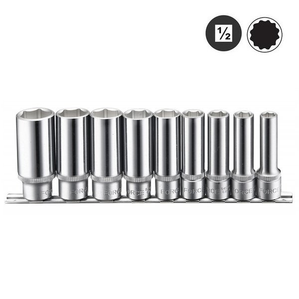 9PC 1/2"DR. 12PT. DEEP SOCKET SET 10-24MM 77MML
