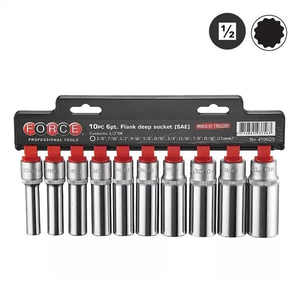 10PC 1/2"DR. 12PT. DEEP SOCKET SET (SAE) (3/8"-15/16") 77MML