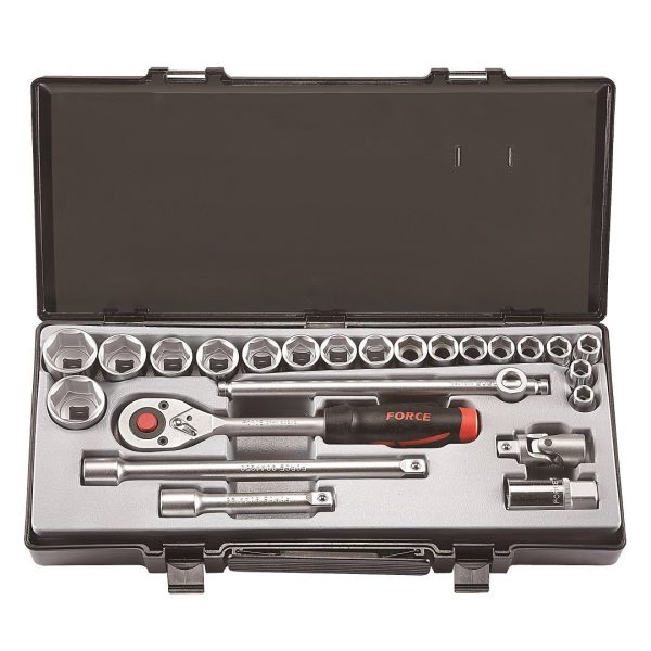 FORCE 24PC 1/2"DR. 12PT. SOCKET COMBINATION SET (10-32MM)