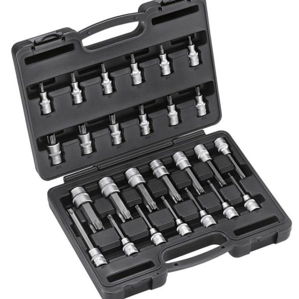 26PC 1/2"DR. STAR SOCKET BIT SET (T20-T70)55MML (T20-100)100MML (T60)140MML