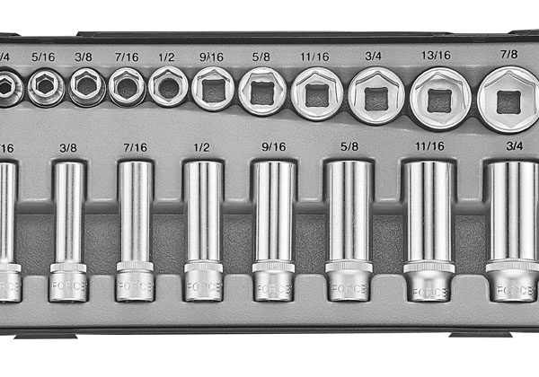 19PCs 6Pt, Flank Socket Set (SAE)