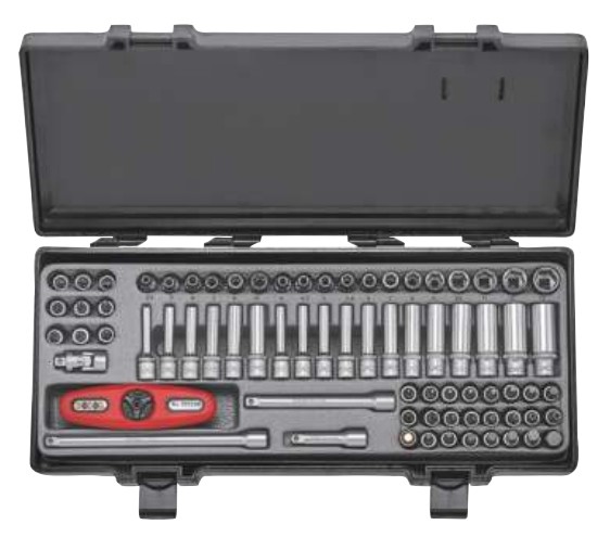 FORCE 74PCS 1/4"DR. 6PT FLANK & STAR SOCKET COMBINATION SET 4-13MM