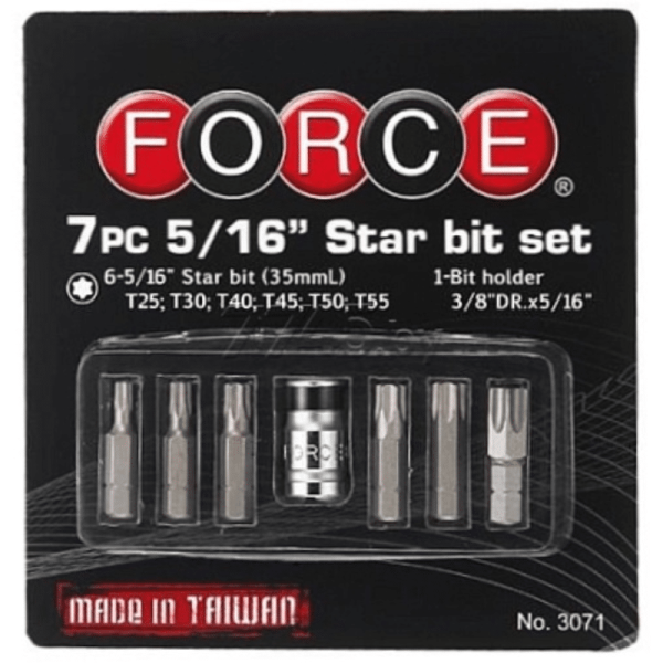 FORCE 7PC 5/16" STAR BIT SET T25-T55