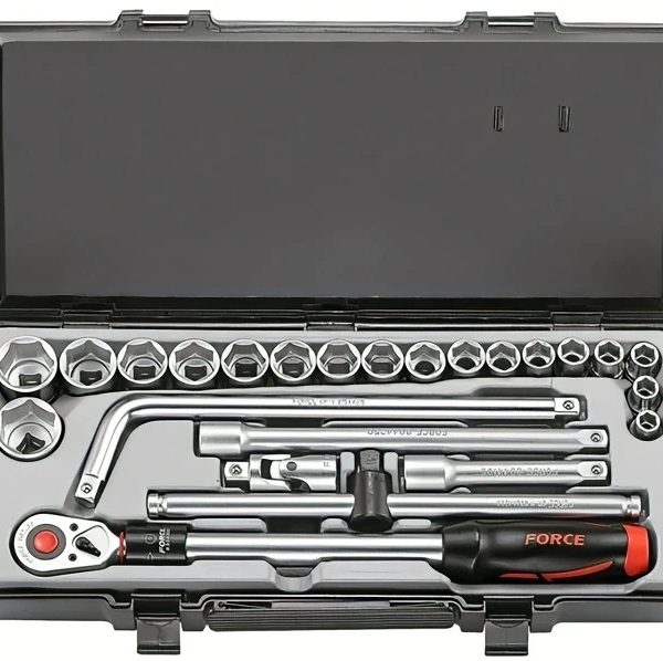 FORCE 25PC 1/2"DR. 6PT. FLANK SOCKET COMBINATION SET (10-32MM)