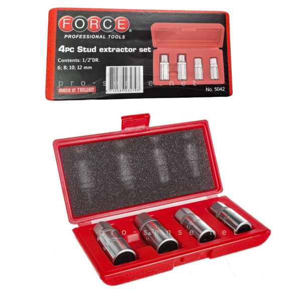 FORCE 4PC STUD EXTRACTOR SET 6;8;10;12MM