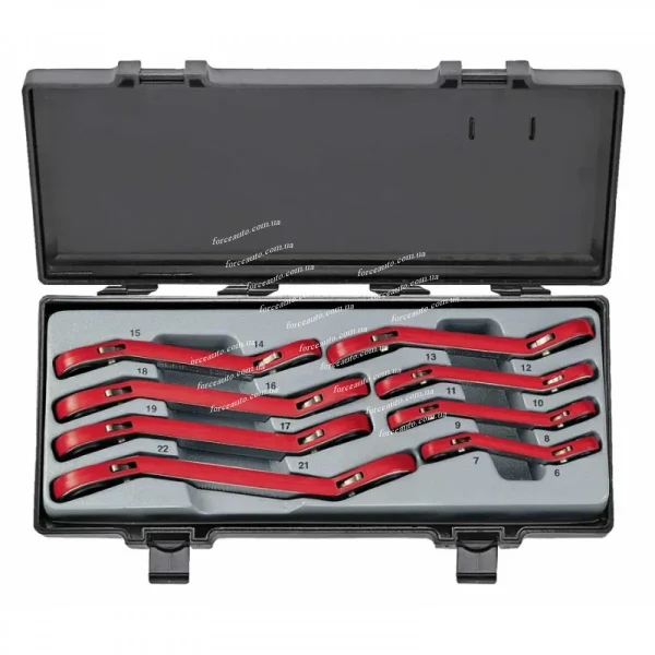 FORCE 8PC 15' OFFSET RATCHET RING WRENCH SET (6X7-21X22MM)