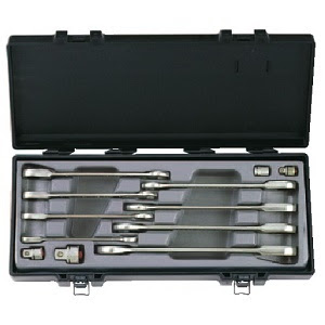 FORCE 12PC FLAT RATCHET WRENCH & ADAPTER SET (5/16"-3/4")