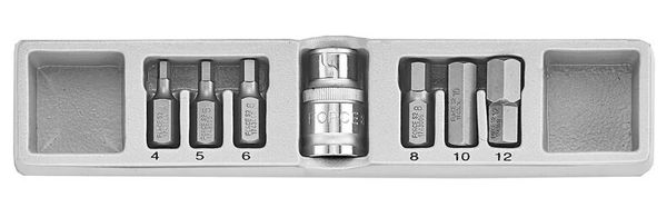 FORCE 7PC 10MM HEX BIT SET 1/2"DR 4-12MM