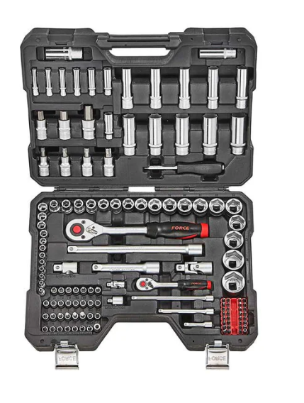 FORCE 131PC 1/4" & 1/2"DR. 6PT. SOCKET COMBINATION SET (4-32MM)
