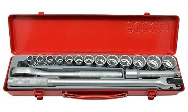 FORCE 16PC 1/2"DR. SURFACE SOCKET COMBINATION SET (10-27MM)