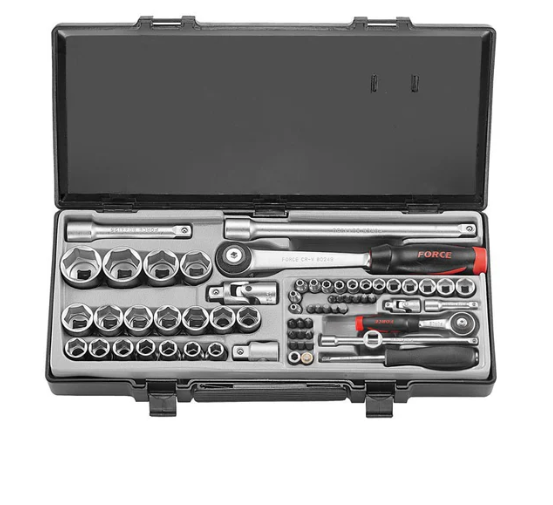 FORCE 65PC 1/4" & 1/2"DR. CABINBOX 6PT. SOCKET SET (3-14MM)