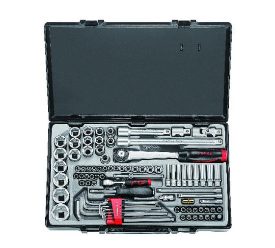 FORCE 88PC 1/4" & 1/2"DR. CABINBOX 6PT. SOCKET SET (10-32MM)
