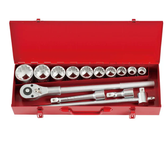 FORCE 14PC 3/4"DR. 12PT. FLANK SOCKET COMBINATION SET (7/8"-2")