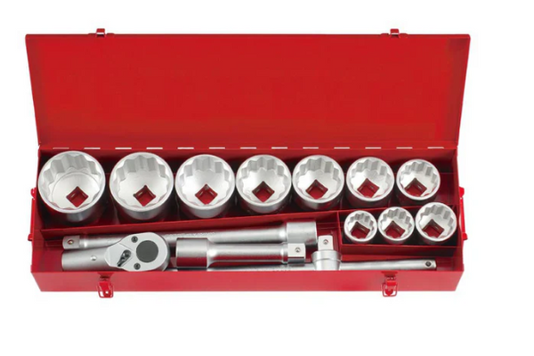 FORCE 14PC 1"DR. 12PT. FLANK SOCKET COMBINATION SET (1-7/16"- 3-1/8")