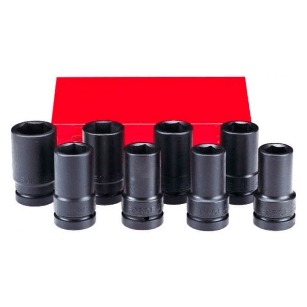 FORCE 8PC 1"DR. 6PT. FLANK DEEP IMPACT SOCKET SET 15/16"-1-5/8" (100MML)