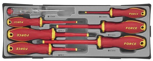 FORCE 7PC INSULATED SCREWDRIVER + VOLTAGE TESTER SET