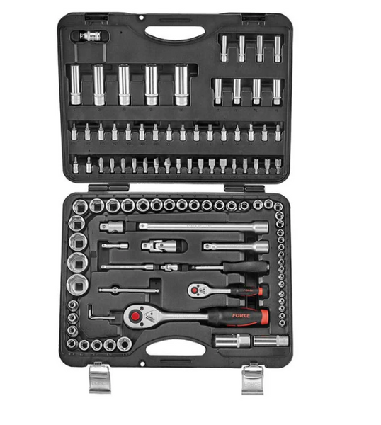 FORCE 108PC 1/4" & 1/2" 12PT SOCKET COMBINATION SET (4-32MM) (E4-E24)
