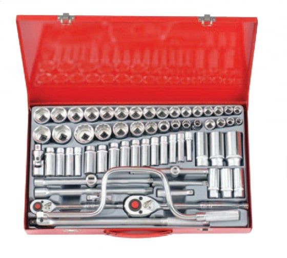FORCE 64PC 3/8" & 1/2" 6PT SOCKET COMBINATION SET (8-19MM) (3/8"-11/16")